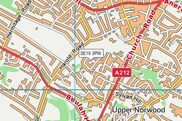 SE19 3PW map - OS VectorMap District (Ordnance Survey)