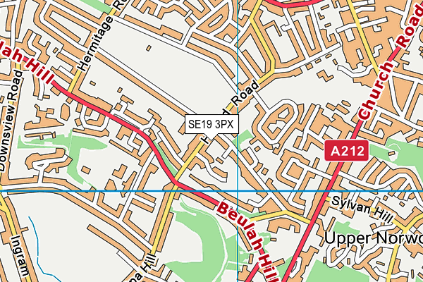 SE19 3PX map - OS VectorMap District (Ordnance Survey)