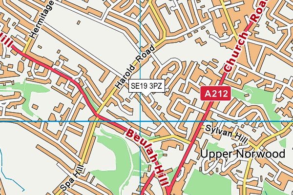 SE19 3PZ map - OS VectorMap District (Ordnance Survey)