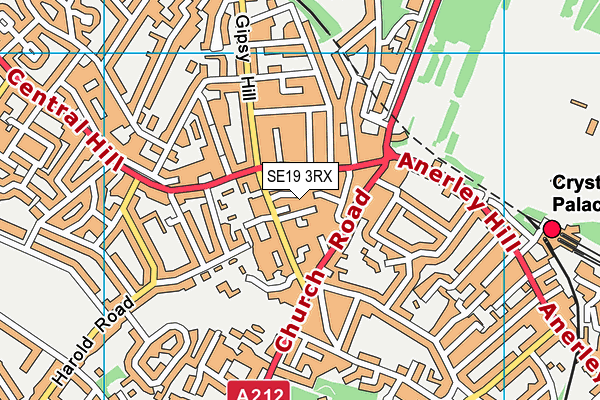SE19 3RX map - OS VectorMap District (Ordnance Survey)