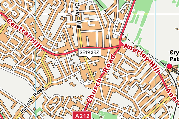 SE19 3RZ map - OS VectorMap District (Ordnance Survey)
