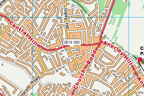 SE19 3SD map - OS VectorMap District (Ordnance Survey)