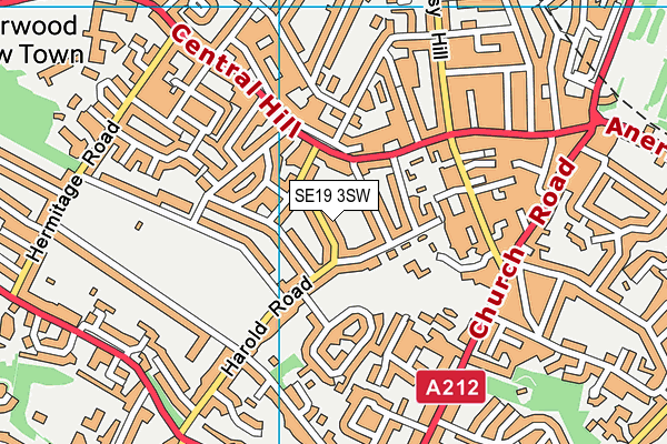 SE19 3SW map - OS VectorMap District (Ordnance Survey)
