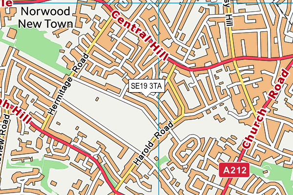 SE19 3TA map - OS VectorMap District (Ordnance Survey)