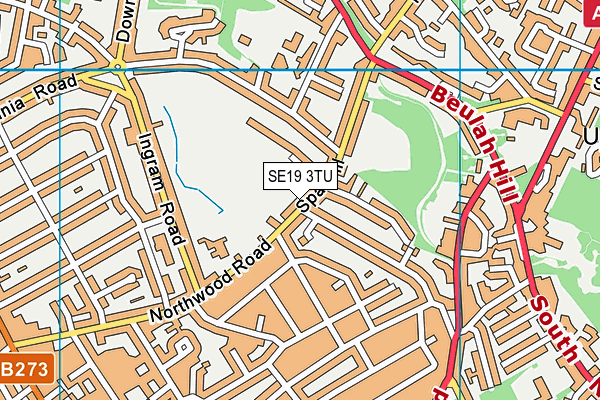 SE19 3TU map - OS VectorMap District (Ordnance Survey)