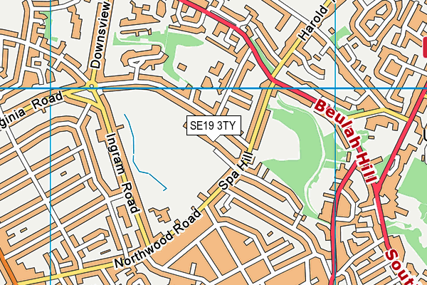 SE19 3TY map - OS VectorMap District (Ordnance Survey)