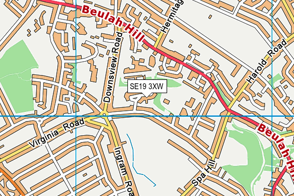 SE19 3XW map - OS VectorMap District (Ordnance Survey)