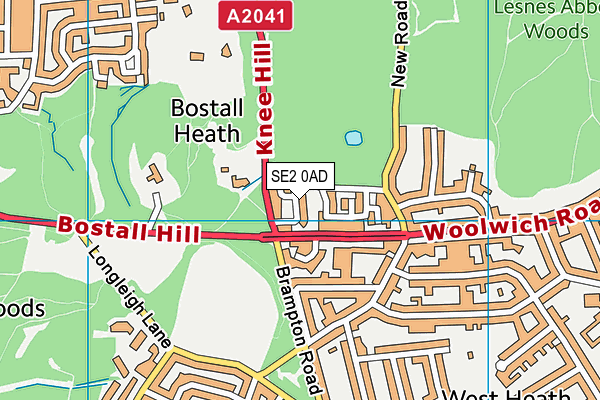 SE2 0AD map - OS VectorMap District (Ordnance Survey)