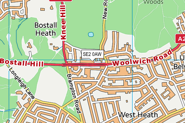 SE2 0AW map - OS VectorMap District (Ordnance Survey)