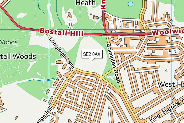 SE2 0AX map - OS VectorMap District (Ordnance Survey)