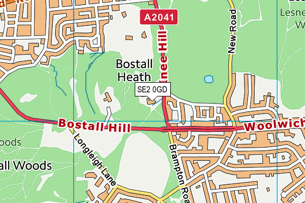 Bostall Heath & Woods (Closed) map (SE2 0GD) - OS VectorMap District (Ordnance Survey)