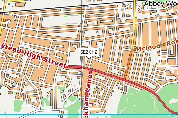 SE2 0HZ map - OS VectorMap District (Ordnance Survey)