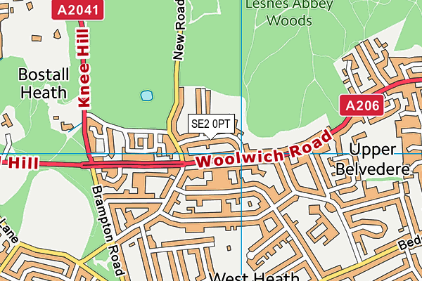 SE2 0PT map - OS VectorMap District (Ordnance Survey)