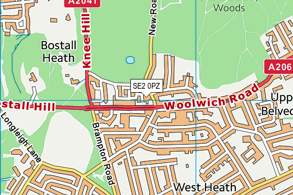 SE2 0PZ map - OS VectorMap District (Ordnance Survey)