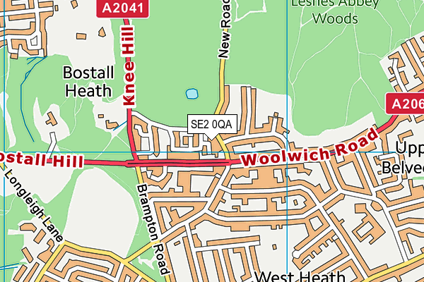 SE2 0QA map - OS VectorMap District (Ordnance Survey)