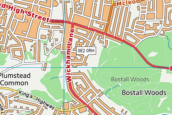 SE2 0RH map - OS VectorMap District (Ordnance Survey)