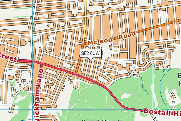 SE2 0UW map - OS VectorMap District (Ordnance Survey)