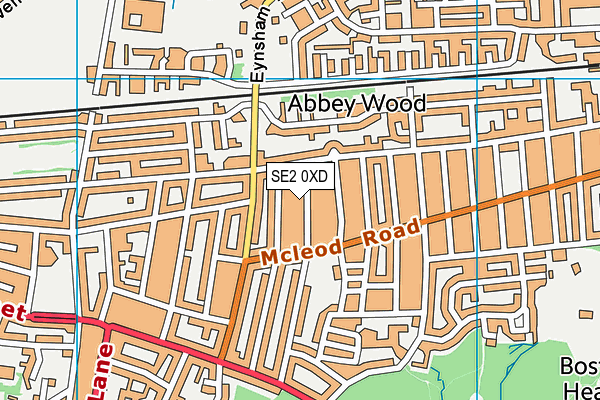 SE2 0XD map - OS VectorMap District (Ordnance Survey)