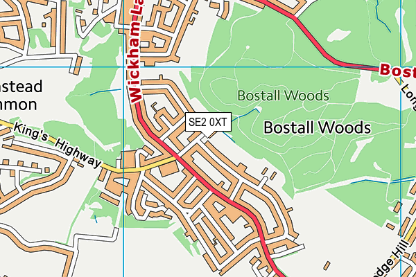 SE2 0XT map - OS VectorMap District (Ordnance Survey)