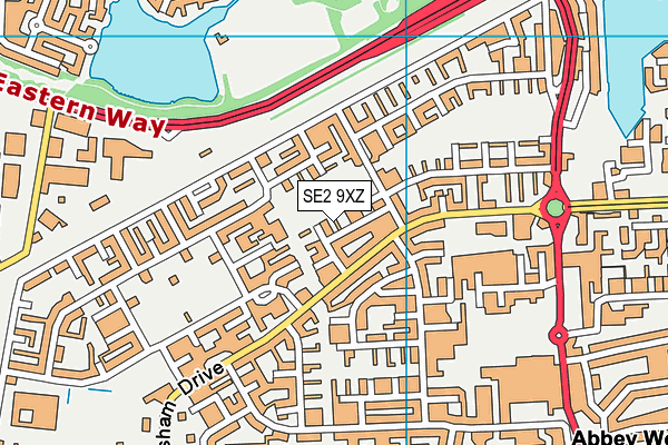 SE2 9XZ map - OS VectorMap District (Ordnance Survey)