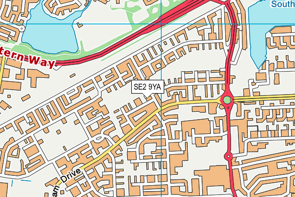 SE2 9YA map - OS VectorMap District (Ordnance Survey)