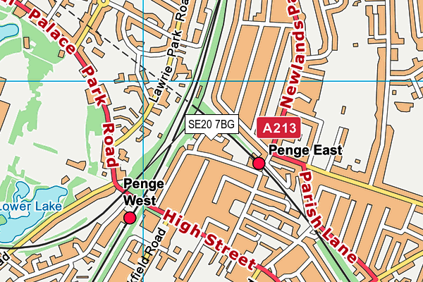 SE20 7BG map - OS VectorMap District (Ordnance Survey)