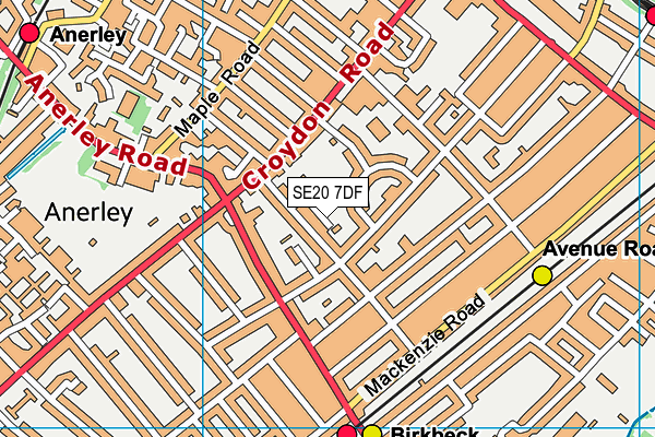 SE20 7DF map - OS VectorMap District (Ordnance Survey)