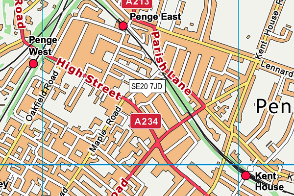 SE20 7JD map - OS VectorMap District (Ordnance Survey)