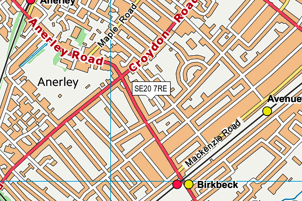 SE20 7RE map - OS VectorMap District (Ordnance Survey)