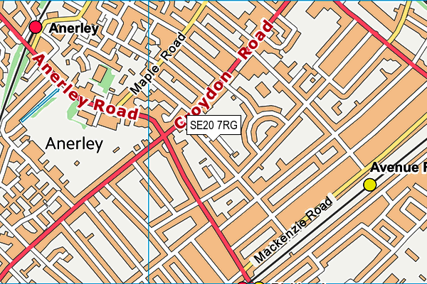 SE20 7RG map - OS VectorMap District (Ordnance Survey)