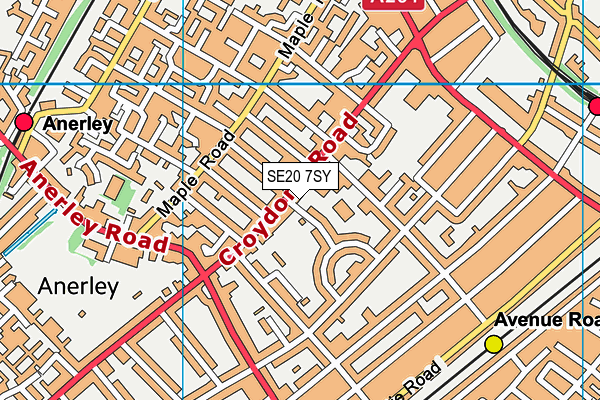 SE20 7SY map - OS VectorMap District (Ordnance Survey)