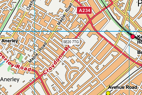 SE20 7TG map - OS VectorMap District (Ordnance Survey)