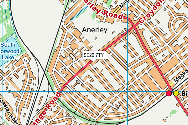 SE20 7TY map - OS VectorMap District (Ordnance Survey)