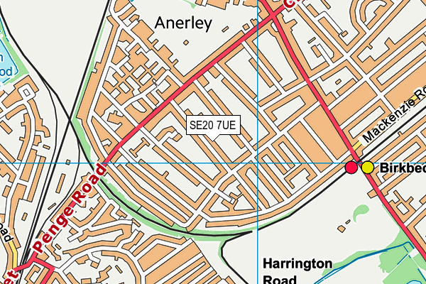 SE20 7UE map - OS VectorMap District (Ordnance Survey)