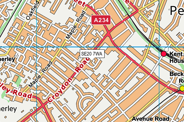 SE20 7WA map - OS VectorMap District (Ordnance Survey)