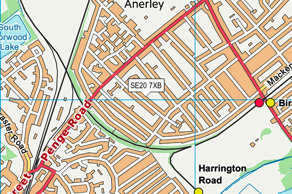 SE20 7XB map - OS VectorMap District (Ordnance Survey)