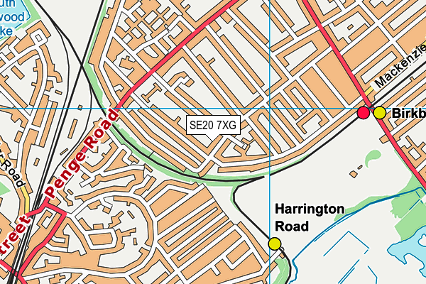 SE20 7XG map - OS VectorMap District (Ordnance Survey)