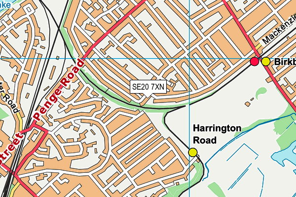 SE20 7XN map - OS VectorMap District (Ordnance Survey)