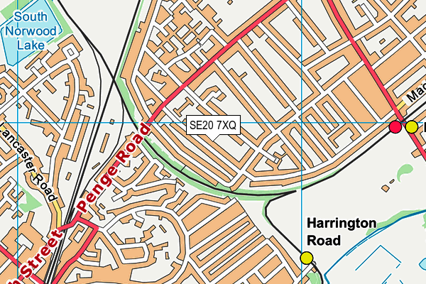 SE20 7XQ map - OS VectorMap District (Ordnance Survey)