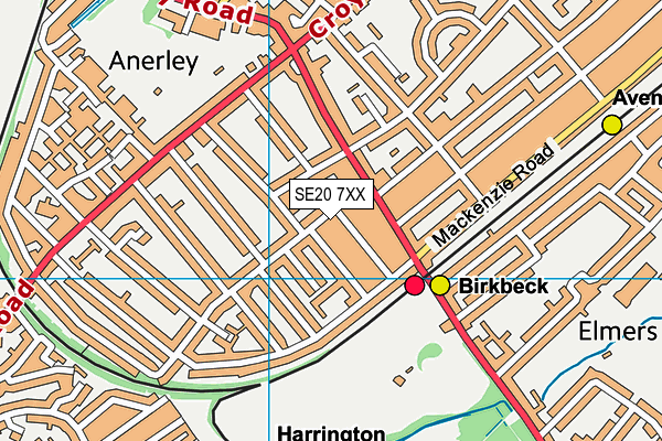 SE20 7XX map - OS VectorMap District (Ordnance Survey)