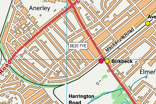 SE20 7YE map - OS VectorMap District (Ordnance Survey)