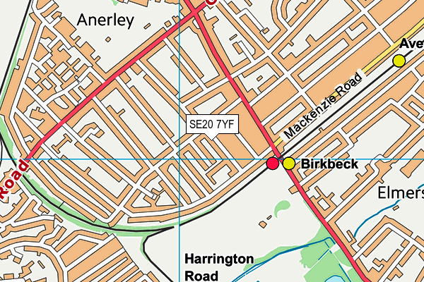 SE20 7YF map - OS VectorMap District (Ordnance Survey)