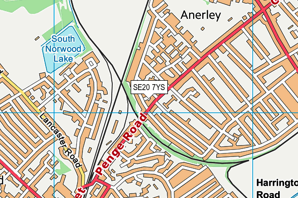 SE20 7YS map - OS VectorMap District (Ordnance Survey)