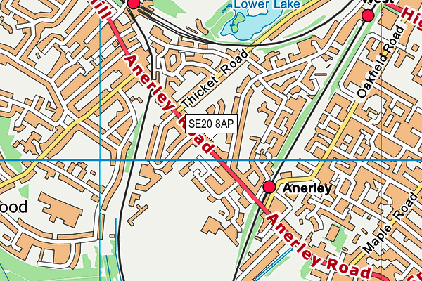 SE20 8AP map - OS VectorMap District (Ordnance Survey)