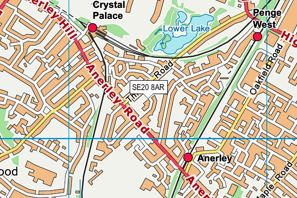 SE20 8AR map - OS VectorMap District (Ordnance Survey)