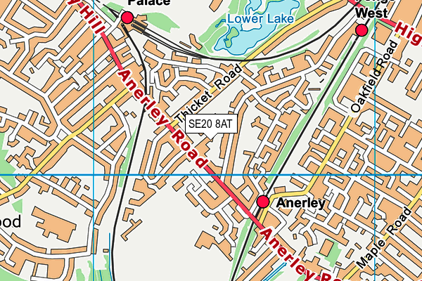 SE20 8AT map - OS VectorMap District (Ordnance Survey)