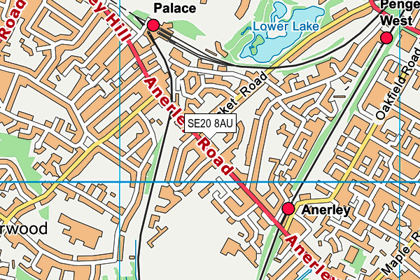 SE20 8AU map - OS VectorMap District (Ordnance Survey)