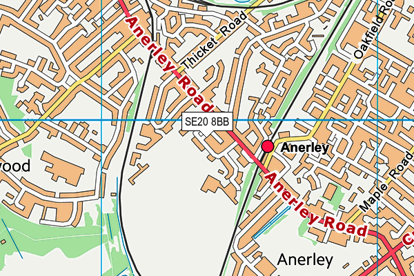 SE20 8BB map - OS VectorMap District (Ordnance Survey)