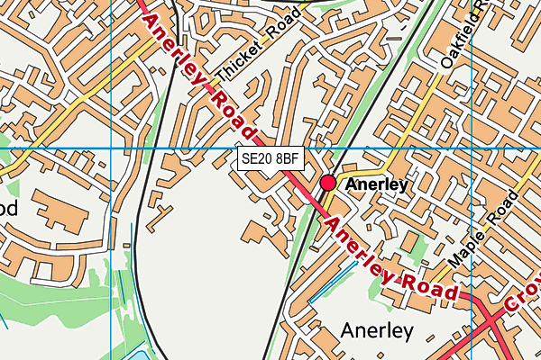 SE20 8BF map - OS VectorMap District (Ordnance Survey)