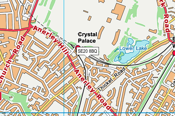 SE20 8BQ map - OS VectorMap District (Ordnance Survey)